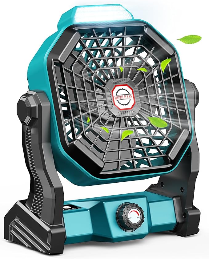 Camping Fan with LED Lantern, 20000 mAh 9 Inch Portable Rechargeable Battery Powered Fan with Stepless Speed and Quiet Battery Operated for Tent, Picnic, Barbecue, Fishing, Travel, Home