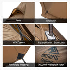 OneTigris Northgaze 2.0 Hot Tent with Stove Jack - 2-Person Ultralight Tent, 4.8lbs with 2 Doors, Waterproof & Wind-Resistant for 4-Season Camping, Backpacking, and Hunting