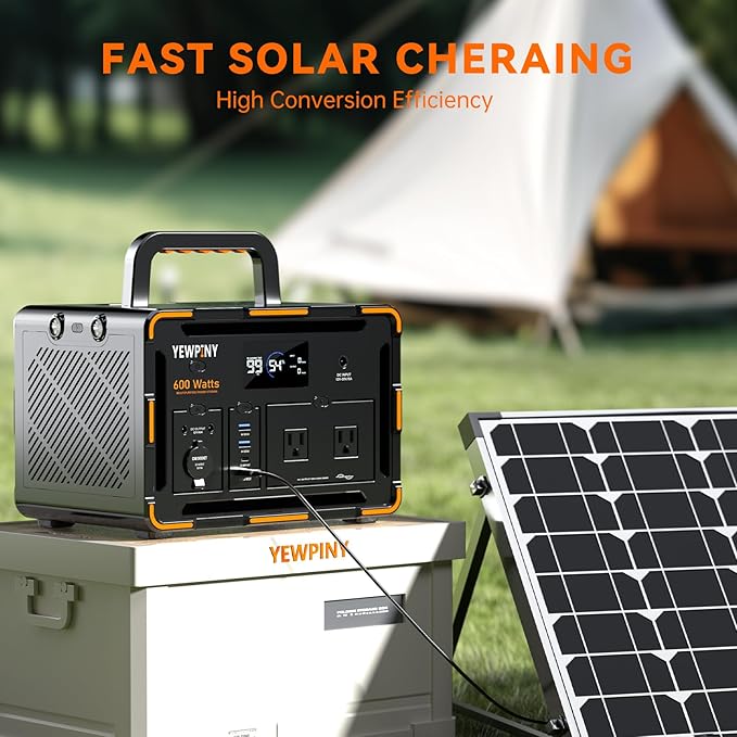 600W Portable Generator – featuring a 162000mAh battery, AC outlets, 100W USB-C PD, 10 outputs, and wireless charging. It's ideal for outdoor use, home, camping, travel, and emergencies.