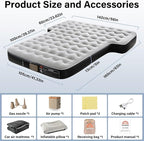 Coverado Car Air Mattress, SUV Air Mattress with Built in Wireless Pump, Comfort Flocking Travel Bed, 5-inch Height SUV Mattress Car Bed Camping, Universal Air Mattress for SUVs, Supports 660lbs