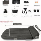 SUV Air Mattress, Double-Sided Thick Flocked Car Air Mattress with Built-in Pump & Pillow, Complete Sleeping Accessories for Auto Camping & Road Trips（Dark Coffee）