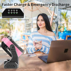 20000mAh Battery powered fan Camping essentials,Portable fan Battery Operated Rechargeable Tent Fan with Light & Hook X26A Pink