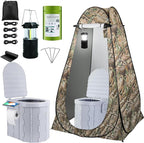 Portable Toilet Kit, Camping Toilet with Pop-Up Privacy Tent and Poo Gel Toilet Bags, Washable Portable Outdoor Showers Changing Rooms
