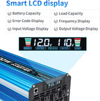 5000W Pure sine Wave Inverter DC 12V to AC 110V/120V Converter 10000w (Peak) with LCD Display Wireless/Wired Remote Control 4AC outlets 4USB and Hardwired AC.Ideal for RV Travel Off-Grid Solar Systems