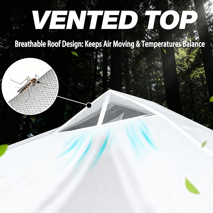 SANWAY 10x10 Pop Up Canopy Tent with Sidewalls x 4 – Easy Setup Canopy Tent, Waterproof, UV-Resistant, Portable with Carry Bag for Outdoor Events, Camping, and Backyard Parties – Silver White