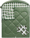 ShinHye Double Sleeping Bag for Adults with 2 Pillows, Camping Sleeping Bags Flannel Cotton 2 Person Sleeping Bags XXL Queen Size Sleeping Bag for Cold Weather