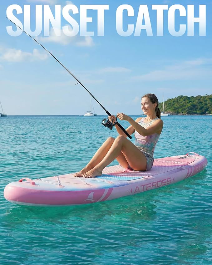 10'6''x33''Inflatable Stand Up Paddle Board, 400lbs Extra Wide Blow Up Paddle Board with Kayak Seat, Premium SUP Accessories Kit & Backpack, Non-Slip Stable Deck Boat for Yoga Fishing Surf