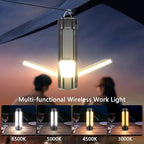 Solar Camping Light, USB Rechargeable LED Camping Lantern with 7 Light Modes, Hook, Magnetic Base, Foldable Emergency Flashlight for Tent Hiking Hurricane Home Power Outages (3600mAh, Black)