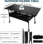 4FT Camping Table, 47" x 21" Steel Fold Up Lightweight Table, Adjustable Height Folding Picnic Table with Carry Bag for Camping, Picnic, Backyard, BBQ, Patio