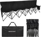 G GOOD GAIN Portable Soccer Bench - Team Bench Soccer 6 Seats with Bag, Sideline Folding Bench, Folded Chair Seating 6 for Football Camp Outdoor Sport Events, Team Chairs for Adults, Black