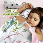 Custom Toddler Nap Mat for Preschool, Personalized Name Kids Sleeping Bag with Highland Cow Pattern for Daycare, Roll Up Sleeping Mat with Removable Pillow and Soft Dot Minky Blanke for Girls Camping
