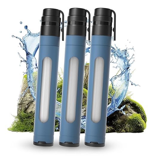 Water Filtration System with Transparent Window,Water Filter strow Survival for Outdoor & Camping Supplies | Ultralight, Portable,and Durable Emergency Water Purifier(3pc)