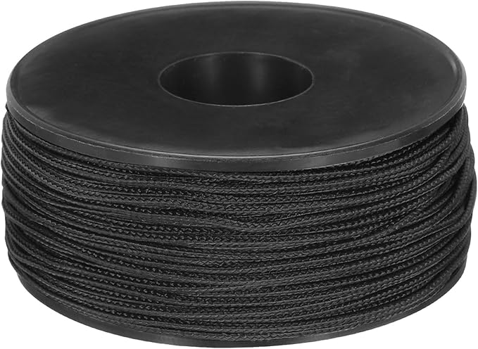 MECCANIXITY 1.18mm x 164 Feet Paracord Micro Cord Rope 100 LB Polyester Braided Cord Spool for Camping Outdoor Jewelry Bracelet, Black