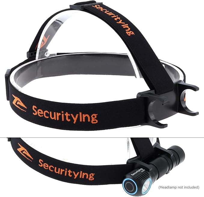 SecurityIng Elastic Headband Adjustable Headlight Strap with 400mm Head Fastening Strap for 22mm - 26mm Headlight Bracket, Nylon Headlamp Straps (1 Pack)