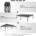 COBIZI 10x20 Pop Up Canopy Tent Party Tents for Parties Weddings Backyard Waterproof Outdoor Commercial Instant Canopy Event Tent with Stakes, Ropes,Sandbags, Gray