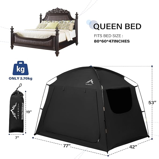 Bed Tent for Indoor Portable Light Reducing Twin Size Canopy Tents Breathable Lightweight Private Space Tent for Bed