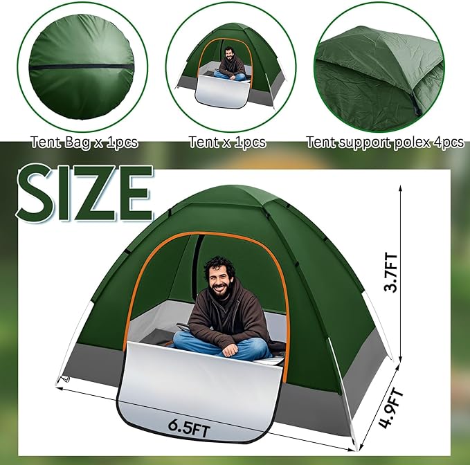 Camping Tents for Homeless Bulk Homeless Backpacking Supplies 2 Person Pop up Adult Waterproof Instant Easy Setup Tent for Hiking, Outdoor, Travel, Camping, Donation