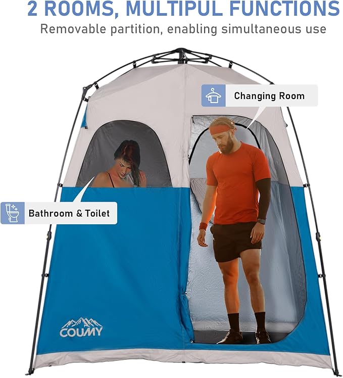 Instant Camping Shower Tent, Privacy Shelter, Portable Outdoor Sun Shelter for Camping Beach Hiking Fishing, 1 Room/2 Rooms