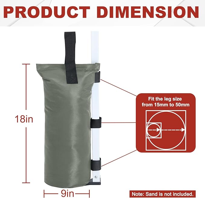ABCCANOPY Canopy Weights Set of 4-120LBS Sand Bags for Pop up Tent, Weight Bags for Outdoor Gazebo, Trampoline, Pergola, Gray (Without Sand)