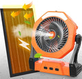 Ausic 10W Solar Fan with Mister, Misting Camping Fan with Solar Panel, Portable Outdoor Fans, 8 Inch Battery Operated Rechargeable Cooling Fans with Water Spray for Travel/Beach/Chicken Coop