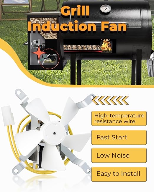 JZW-Shop Upgraded Induction Fan Replacement for Traeger, Pit Boss, Camp Chef Wood Pellet Grills, Sam's Club/Z Grills Pellet Grills, Grill Replacement Parts, AC120V 60Hz, Silver, IFRP01