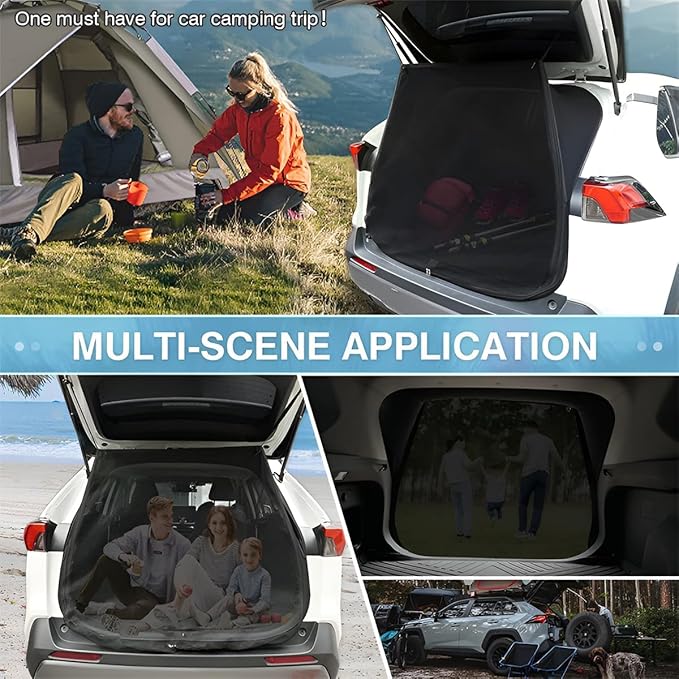 AUCELI Auto Tailgate Shade, Breathable Mesh Net, Universal UV Sun Protection Magnetic Tent for Car Camping, Self Drive Trip Accessories for Most MPV SUV Models