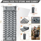 Ultralight Sleeping Pad for Backpacking, 4" Thick & 1.9 lb, with Built-in Pillow & Fast Foot Pump, Compact Inflatable Mat for Hiking and Camping