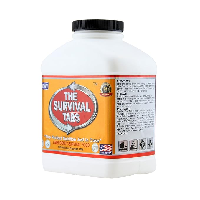 360 tabs Survival Tabs 30-day Emergency Survival MREs Meals Ready-to-eat Bugout for Travel Camping Boating Biking Hunting Activities Gluten Free and Non-GMO 25 Years Shelf Life - Vanilla Malt Flavor