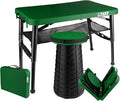 Small Folding Table and Stool, Portable, Adjustable Height, Camping & Picnic Table, 4 Foot, Lightweight