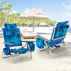 Giantex Folding Beach Chair, Patio Sling Chairs with 5 Adjustable Position, Head Pillow, Storage Bag, Towel Bar, Cup Holders, Backpack Chairs for Sunbathing, Camping Chair