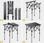 Anbte Folding Camping Table, 2 Height Adjustable Small Camping Side Table Aluminum Roll Top with Carry Bag, Stable X-Frame for Outdoor Cooking, Tailgating Picnic BBQ RV Travel, 20”x16”, 264lbs Load