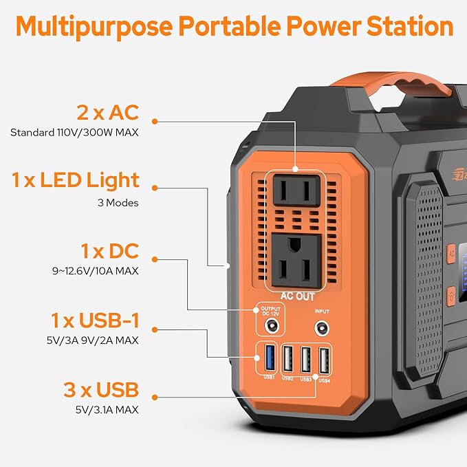 300W Portable Solar Generator Power Station, Small Camping Power Bank with Foldable 40W Solar Panel Bundle, 110V Portable Power Pack with AC Outlet for Camping Outdoor Home Use