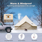 Happybuy Canvas Bell Tent - 4 Seasons Breathable 100% Cotton Canvas Yurt - w/Stove Jack, Luxury Glamping Tent Waterproof for Family Camping, Hunting, Party