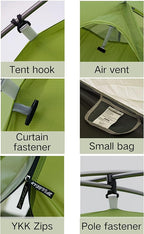 3F UL Gear Taiji 1/3 Person Tent for stormrain,1.45/3.2lb Ultralight Backpacking Tent,5000mm+ Waterproof Ventilation,Resistant to Wind gusts of 7,Easy Set up