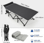 HABUTWAY Camping Cot with Mattress, 32" Extra Wide Camping Cots for Adults, Sleeping Cot for Adults Holds Up to 601LBS, Cots for Sleeping, Camp, Rv, Beach, Patio, Office Naps, 2PCS (Grey)