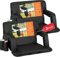 Wide Stadium Seat for Bleachers with Back Support -2 Pack Reclining Adults Camping Stadium Chair Extra Thick Cushion Bleacher Seats Waterproof Black
