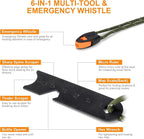 Fire Starter Survival Tool - Handmade Wooden Handle 3/8"" Thick Ferro Rod with Striker and Umbrella Rope Waterproof Iron Rod Flint and Steel Fire Starter Kit, Black