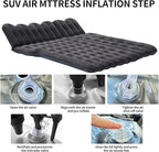 Car Air Mattress, Inflatable SUV Truck Camping Mattress for Back Seat, Thickened Travel Car Bed Sleeping Pad with Air Pump 2 Pillows (SUV-Black, SUV Air Mattress)