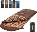 KingCamp Sleeping Bag for Adults, Cold Weather & Warm XL Big and Tall Flannel Sleeping Bags with Compression Sack Portable Waterproof Essentials Gear Accessories for Outdoor Camping