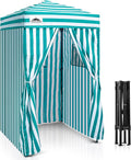 EAGLE PEAK Flex Ultra Compact 4x4 Pop-up Canopy, Sun Shelter, Changing Room, Portable Privacy Canopy Cabana for Pool, Fashion Photoshoots, or Camping, White/Light Blue