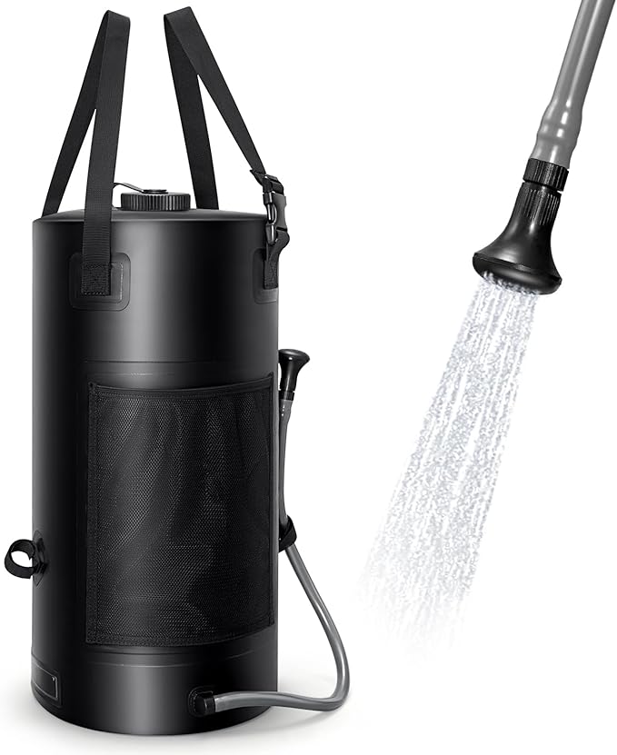 5 Gal/3 Gal Solar Shower Bag, Solar Heating Camping Shower Bag, On-Off Switchable Shower Head, Portable Shower with Thick Tarpaulin for Camping, Surfing, Outdoor Traveling, No Tear & Leak