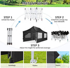 COBIZI Canopy 10x20 Pop Up Canopy Tent with 6 Sidewalls, Waterproof Commercial Canopy Ez Outdoor Instant Gazebo UV Protection 50+ Event Shelter, Garden Tents for Parties with Sandbags, Black