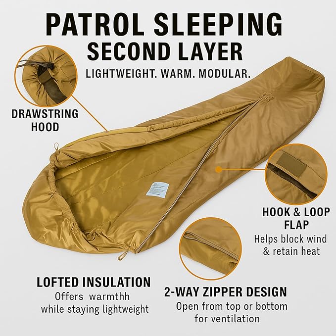 MT Military Modular Sleeping System, 3-Layer, Cold Weather Sleeping Bag, Waterproof Bivy Cover, Vacuum Compression Sack