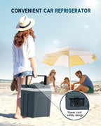 SubSun Electric Cooler and Warmer with Handle，32Quart (30 L) Portable Thermoelectric Fridge， Car Fridge Cooler with 12V DC & 110 AC for Camping, Travel & Picnics,Grey