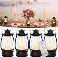 Vintage Lantern Decor, 4-Pack Candle Lantern with Remote, Small Lantern Indoor Outdoor Hanging Lanterns for Wedding Centerpiece,Halloween,Christmas,Camping Decorations, Western Party Decor