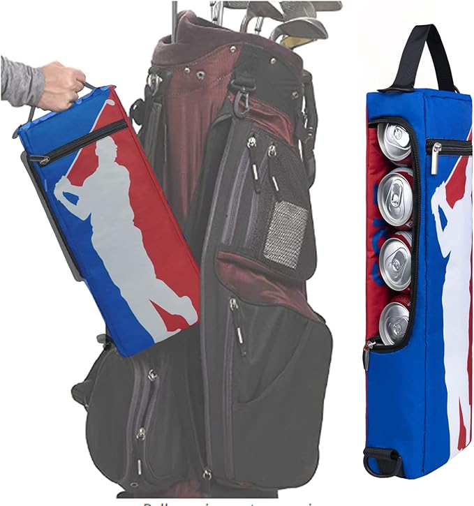 Golf Cooler Bag Plus Ice Pack Soft Sided Insulated Cooler Bag- Holds 6 Pack of Cans or 2 Wine Bottles - Grey Camo Golf Beer Sleeve Black Fits Discreetly in Golf Bags
