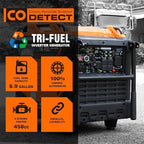 GENMAX Tri Fuel Generator,10500-Watt 458cc Tri Fuel Gasoline Propane Natural Gas Portable 50A Generator with Remote Start,Ideal for Home backup power.