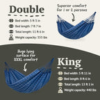 LA SIESTA Brisa Classic Hammock, Handmade, Weather-Resistant, Tear-Resistant Hammock for Indoor & Outdoor Relaxation, Size-King - Marine