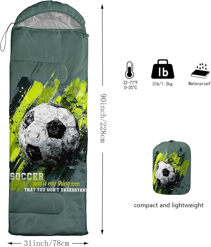 AILONEN Sports Basketball Sleeping Bag for Kids Boys,Warm and Cool Weather,Lightweight,Waterproof Backpacking,3D Galaxy Ball Print Sleeping Bag for Camping