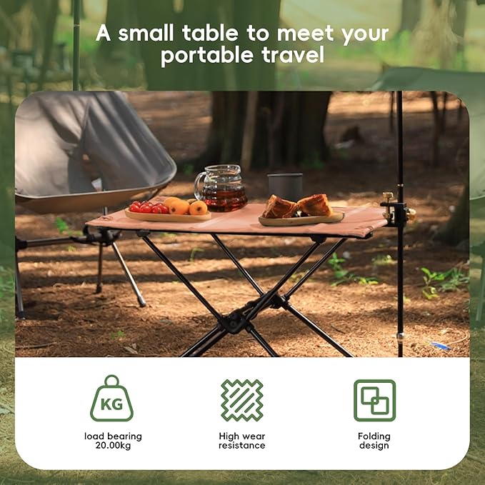Camping Table, Lightweight and Portable Folding Table, Ideal for Camping, Hiking, Beach, Picnic, Travel, Backyard (Brown)